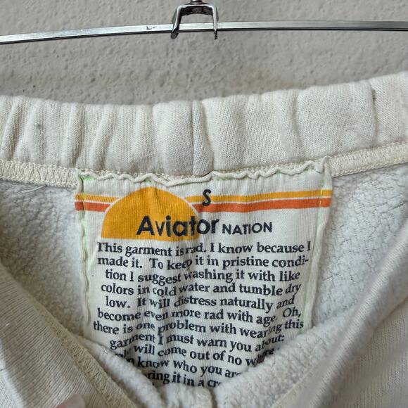 Aviator Nation 5 Stripe Sweatpants in Vintage White Blue Size S - Picture 7 of 8